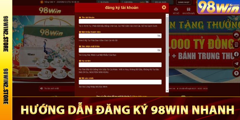Đăng Ký 98win - Nhận Khuyến Mãi 98k Trải Nghiệm 2025